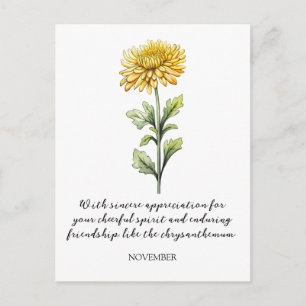 CARTE POSTALE FLEUR DE NAISSANCE NOVEMBRE CHRYSANT