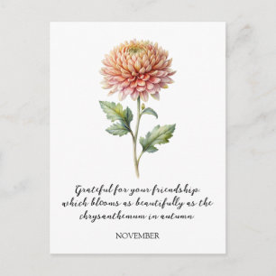 CARTE POSTALE FLEUR DE NAISSANCE NOVEMBRE CHRYSANT