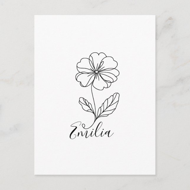 Carte Postale Fleur de naissance personnalisée février primevère (Devant)