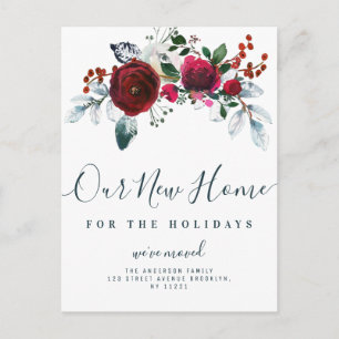 Carte Postale fleur de noël nouvelle maison déménagement faire-p