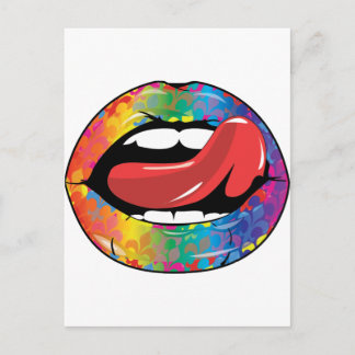 Carte Postale Fleur De Rainbow Licking Lips