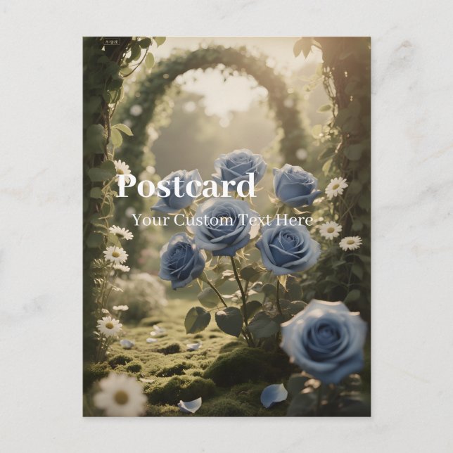 Carte Postale Fleur de Rose Bleue – Message Romantique Élégant (Devant)