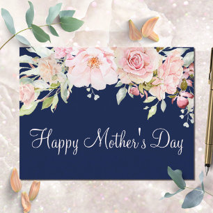Carte Postale Fleur de rose rose pastel Joyeuse fête des mères f