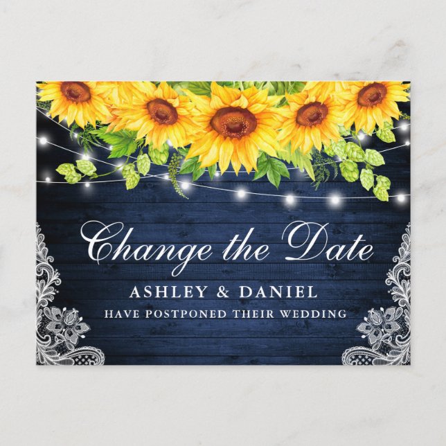 Carte Postale Fleur de tournesol Bleu Bois Changer La Date (Devant)