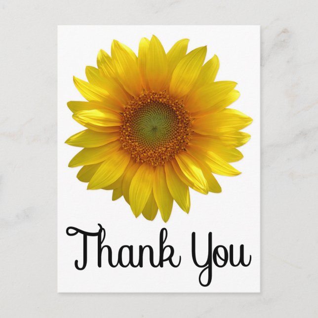 Carte Postale Fleur de tournesol jaune Merci floral (Devant)
