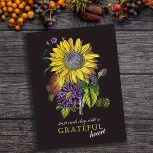 Carte Postale Fleur de tournesol Vintage Grateful Thanksgiving