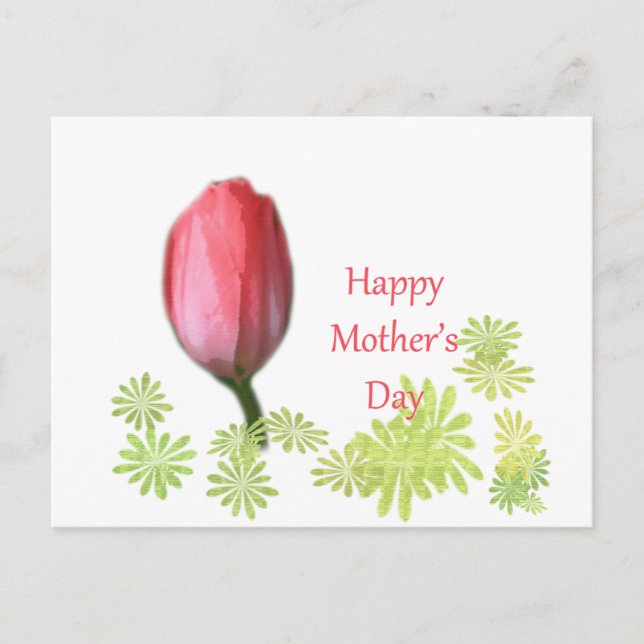 Carte Postale fleur de tulipe rouge, jour de mère heureuse (Devant)