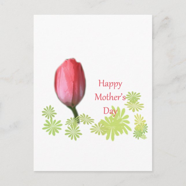 Carte Postale fleur de tulipe rouge, jour de mère heureuse (Devant)