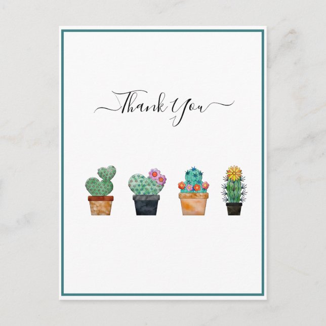 Carte Postale Fleur de verdure de cactus mignon (Devant)