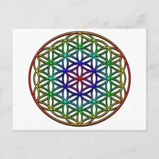 Carte Postale Fleur de vie (arc-en-ciel) symbole de géométrie sa
