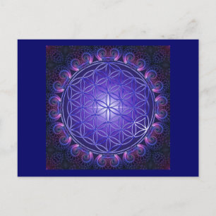Carte Postale FLEUR DE VIE / Blume des Lebens Mandala I Carré