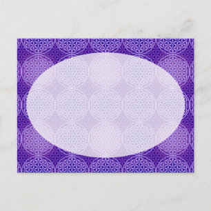 Carte Postale Fleur de vie - motif de timbre - violet