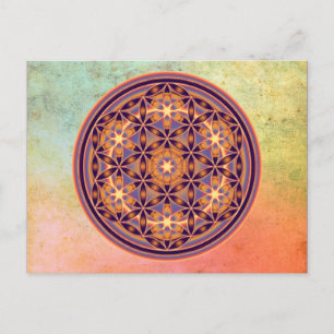 Carte Postale Fleur De Vie - Style Bouton 02