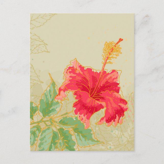 Carte Postale Fleur d'Hibiscus sur arrière - plan tonique (Devant)