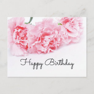 Carte Postale Fleur d'oeillet rose Joyeux anniversaire