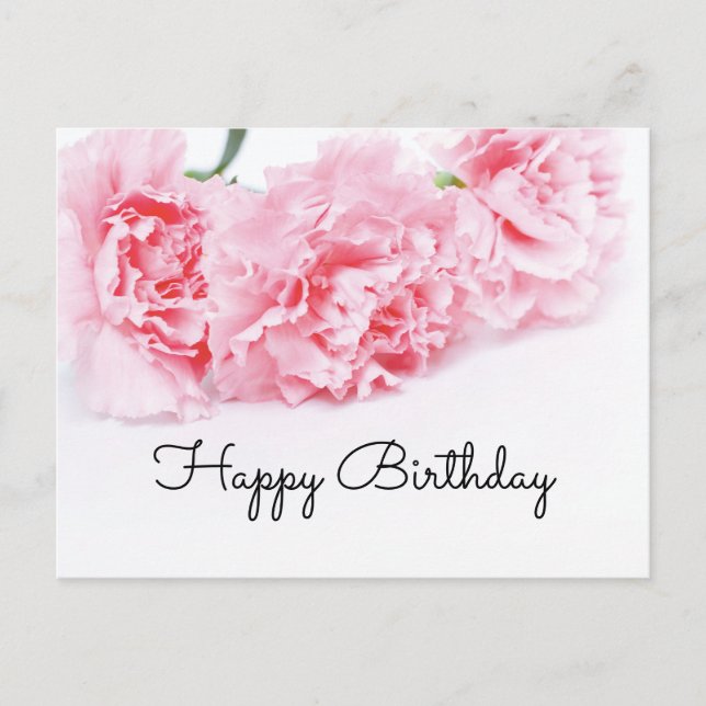 Carte Postale Fleur d'Œillet Rose Joyeux Anniversaire (Devant)