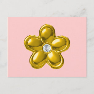 CARTE POSTALE FLEUR D'OR AVEC DIAMONDE