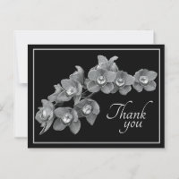Fleur d'orchidée Noir/Blanc Fond noir Merci