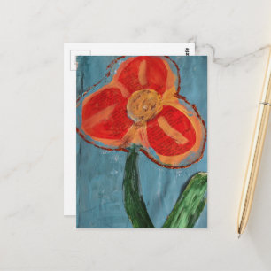 Carte Postale Fleur en techniques mixtes