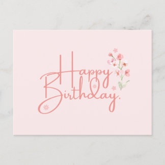 Carte postale Fleur encre d'anniversaire
