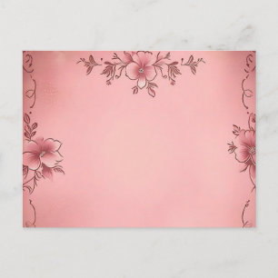 Carte Postale Fleur fanée sur fond rose