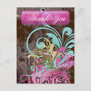 Carte Postale Fleur fine Cool mignonne Girl Retro Floral