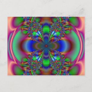 Carte Postale Fleur fractale dans plusieurs couleurs