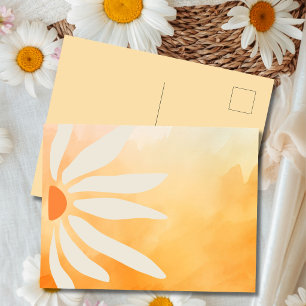 Carte Postale Fleur géométrique rétro mod Orange Peach