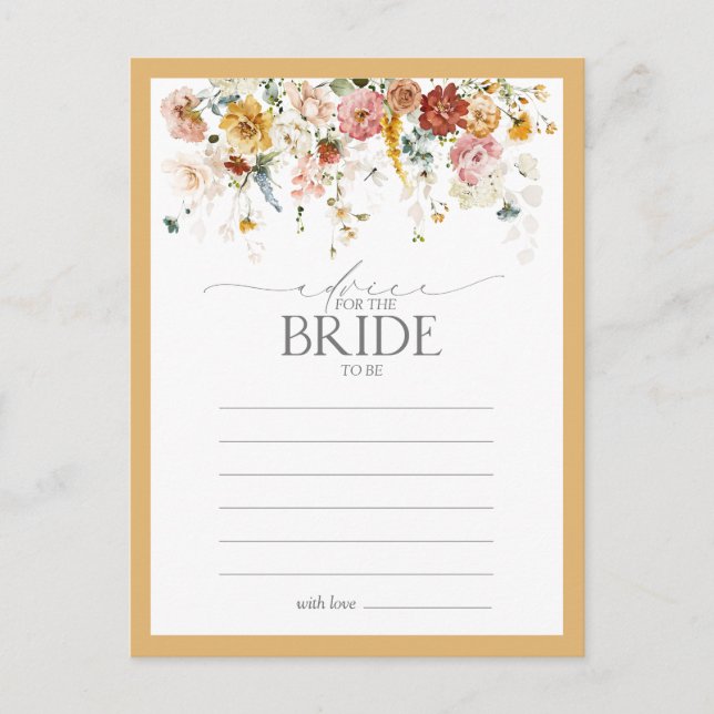 Carte Postale Fleur Jaune Élégante Sauvage Conseils À La Mariée (Devant)