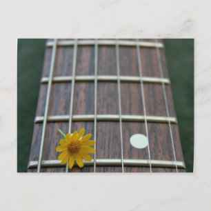 Carte Postale Fleur jaune sur le cou de la guitare