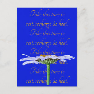 Carte Postale Fleur marguerite blanche sur toile bleue Temps de 