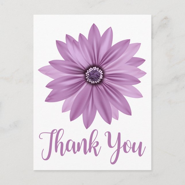 Carte Postale Fleur marguerite violet Merci Floral (Devant)