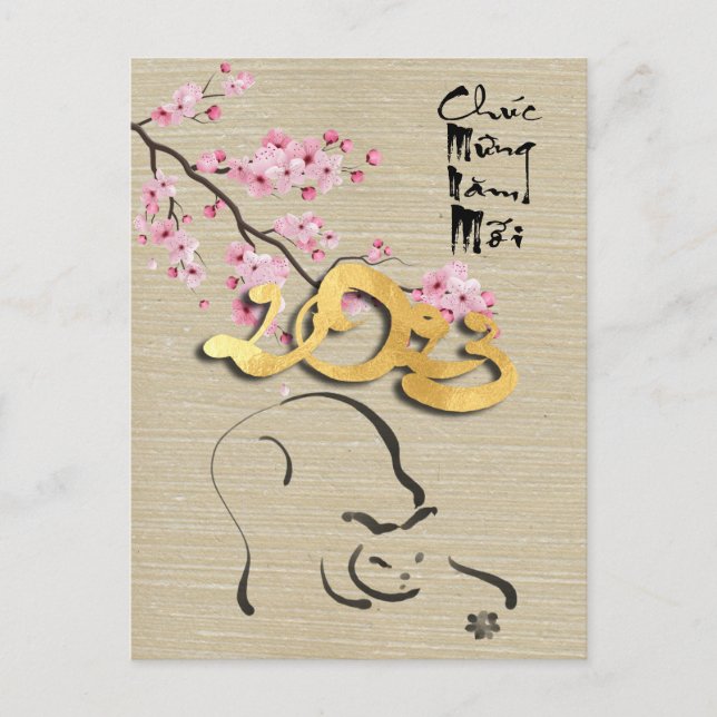 Carte Postale Fleur Nouvel An vietnamien du chat HPostC (Devant)