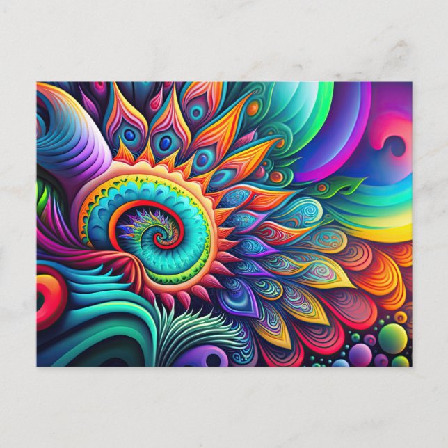 Carte Postale Fleur psychédélique Abstraite colorée (Devant)