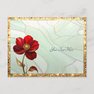 Carte postale Fleur Rouge Vitrail