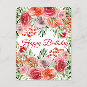 Carte postale fleur sauvage Aquarelle Florale