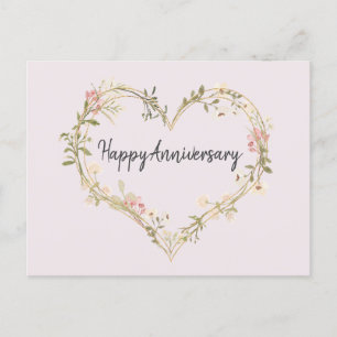 Carte Postale Fleur sauvage Cream Pink Heart Bonne Anniversaire