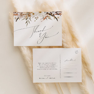 Carte Postale Fleur sauvage d'automne Boho   MERCI MARIAGE