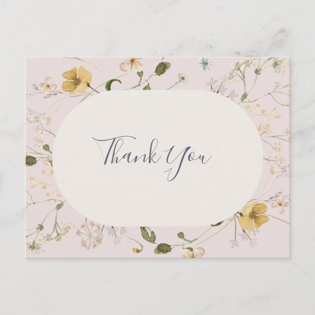 Carte Postale Fleur sauvage de printemps | Merci de Mariage flou (Devant)