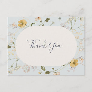Carte Postale Fleur sauvage de printemps   Merci Mariage bleu cl