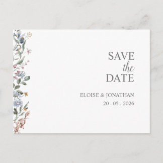 Carte Postale Fleur sauvage Delicate Floral Enregistrer La Date