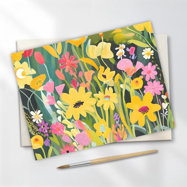 Carte Postale Fleur sauvage du printemps | Peinture à l'aquarell (Créateur téléchargé)