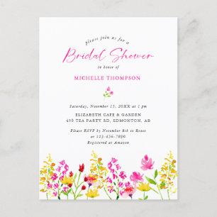 Carte Postale Fleur sauvage Fête des mariées Boho Elegant Floral