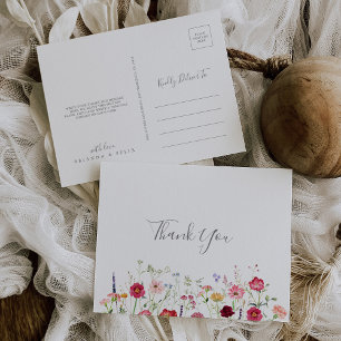 Carte Postale Fleur sauvage multicolore simple Merci