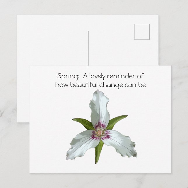 Carte postale Fleur sauvage Trillium Spring Peint (Devant / Derrière)