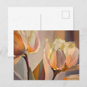 Carte Postale Fleur silencieuse – Tulipes abstraites en or doux