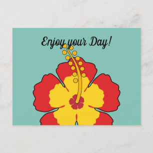 Carte Postale Fleur tropicale de l'Hibiscus rouge Ajouter votr