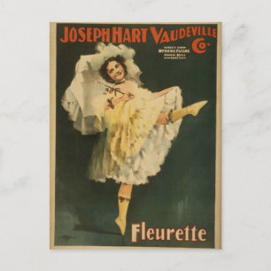 Carte Postale Fleurette, "Joseph Hart Vaudeville Co." Retro Thea