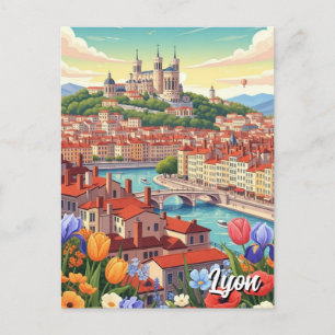 Carte Postale Fleurs à Lyon France Basilique Voyage