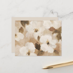 Carte Postale Fleurs Abstraites Crème Marron Beige